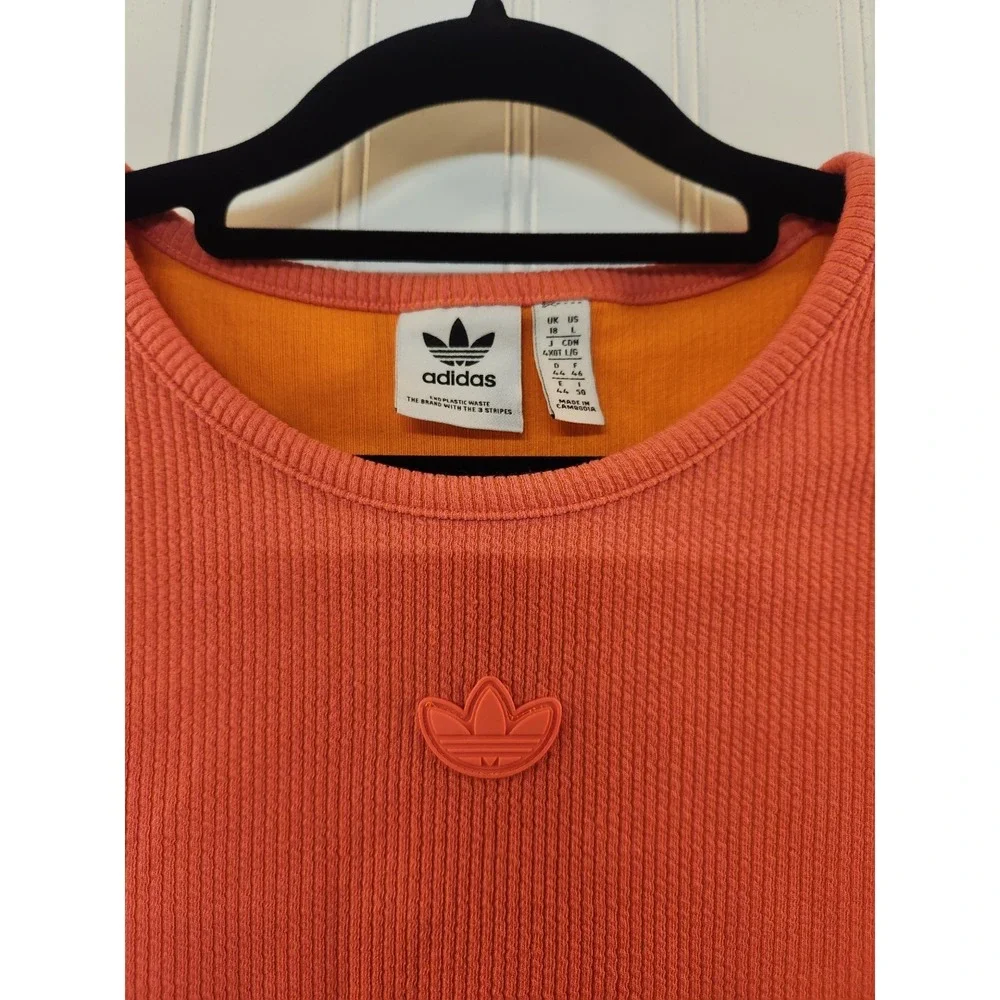 Vintage Adidas Women's Hot Pink Cropped Active Top Size L Long Sleeve Sport Gym‎